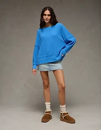 AE Big Hug Off-the-Shoulder Waffle Sweatshirt