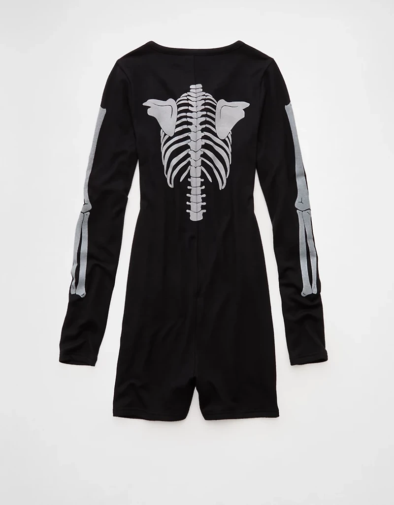 Barboteuse pyjama pelucheuse à imprimé squelette AE