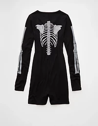 Barboteuse pyjama pelucheuse à imprimé squelette AE
