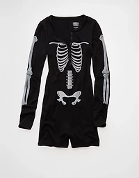 Barboteuse pyjama pelucheuse à imprimé squelette AE