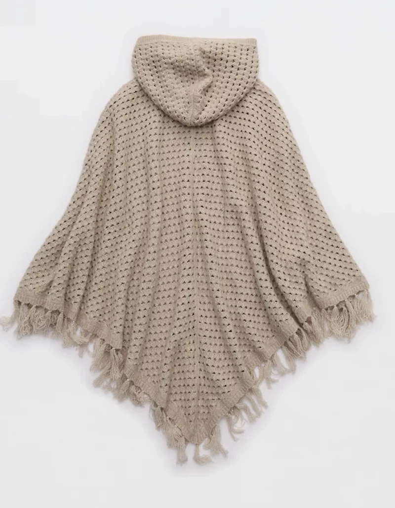 Aerie Open Stitch Fringe Cape