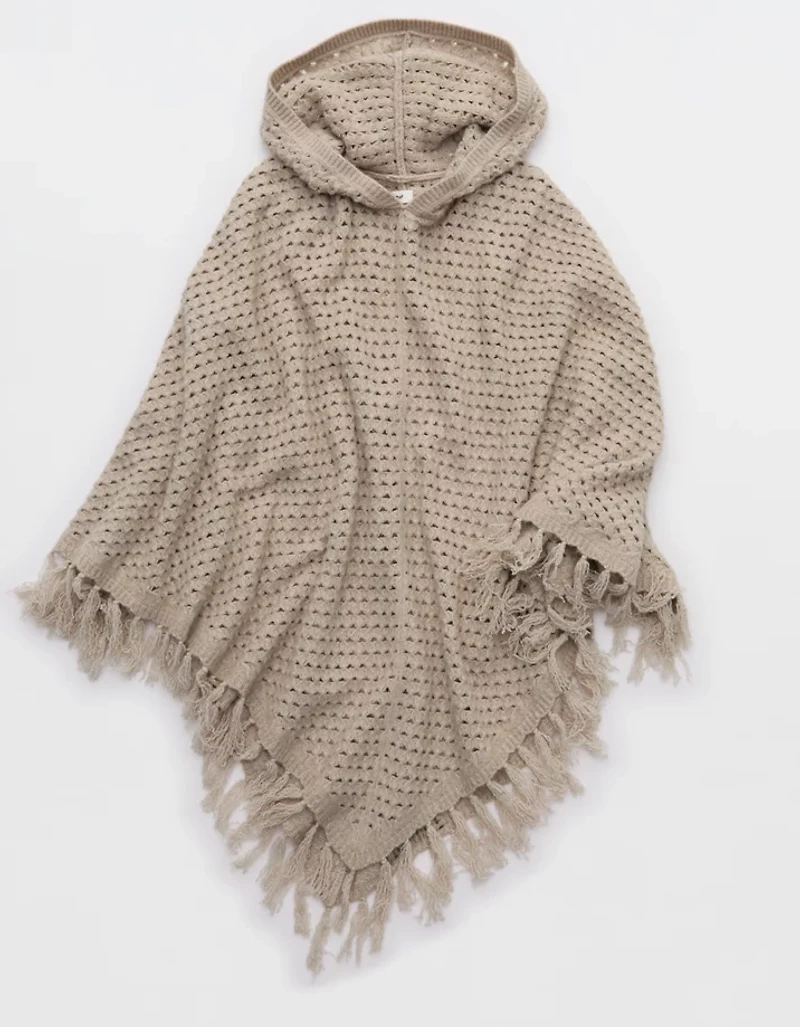 Aerie Open Stitch Fringe Cape