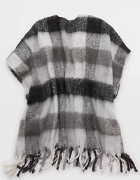 Aerie Fringe Plaid Cape