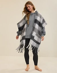 Aerie Fringe Plaid Cape