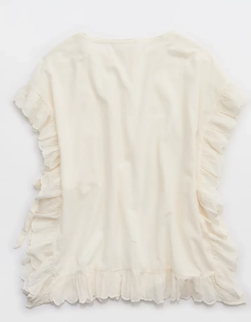 Aerie Embroidered Scalloped Pullover