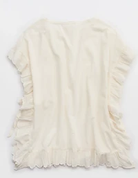 Aerie Embroidered Scalloped Pullover