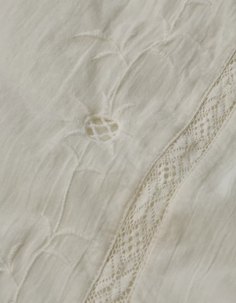 Aerie Embroidered Scalloped Pullover