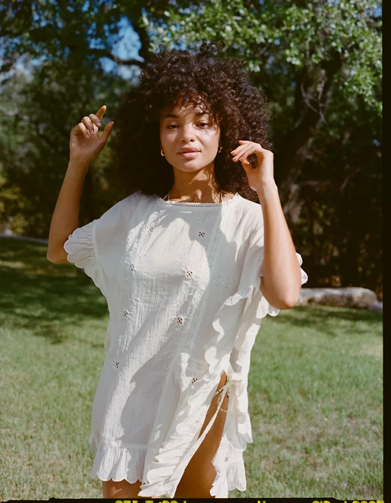 Aerie Embroidered Scalloped Pullover