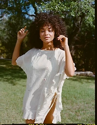 Aerie Embroidered Scalloped Pullover