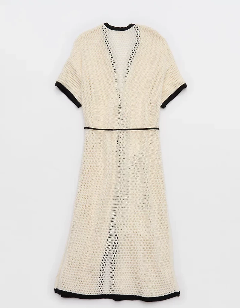 Aerie Contrast Trim Crochet Maxi Cape