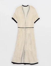 Aerie Contrast Trim Crochet Maxi Cape