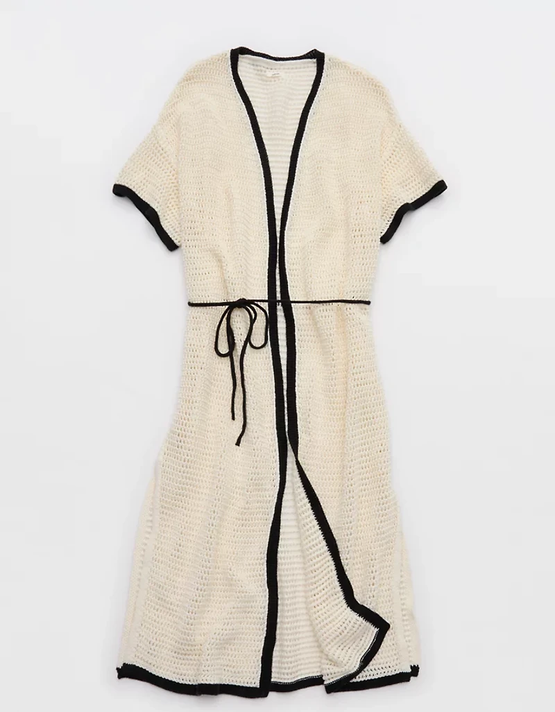 Aerie Contrast Trim Crochet Maxi Cape
