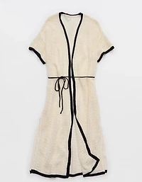 Aerie Contrast Trim Crochet Maxi Cape