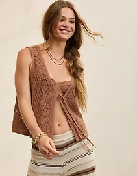 Aerie Crochet Tie Vest