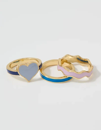 Aerie Chunky Enamel Ring 3-Pack