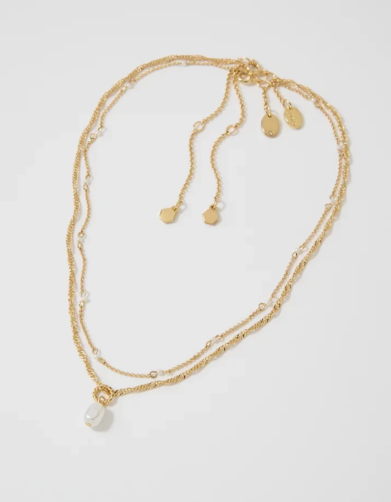 Aerie Twist Chain Pearl Necklace