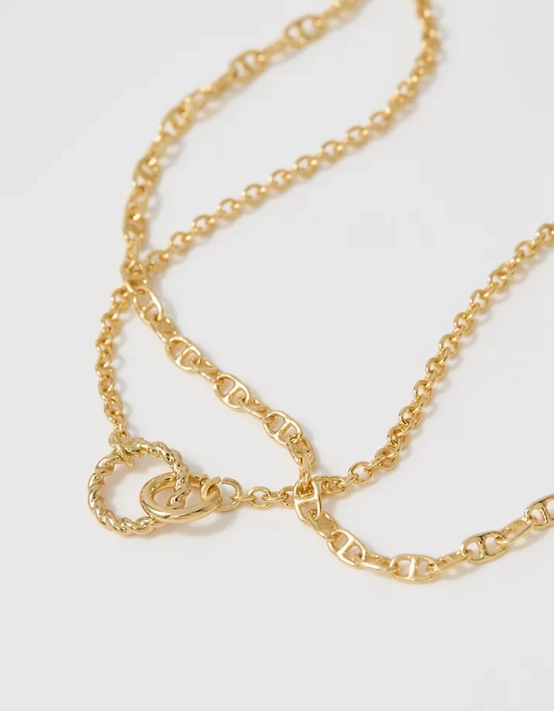 Aerie Twist Double Ring Necklace