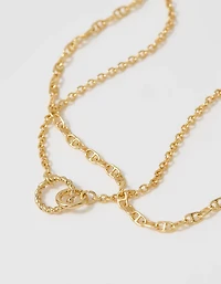Aerie Twist Double Ring Necklace
