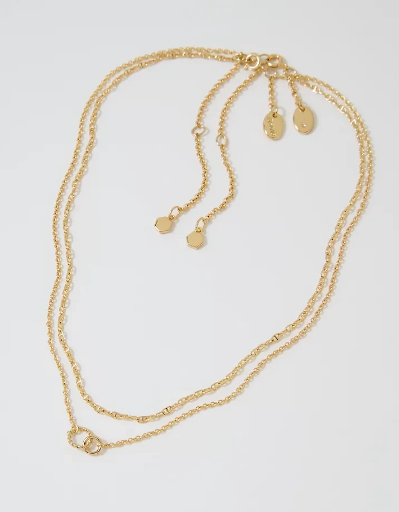 Aerie Twist Double Ring Necklace