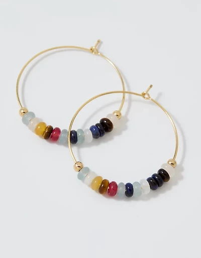 Aerie Chunky Beaded Hoop Earrings