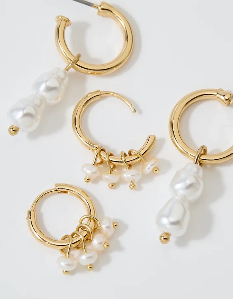 Aerie Hoop And Pearl Earrings 2-Pack
