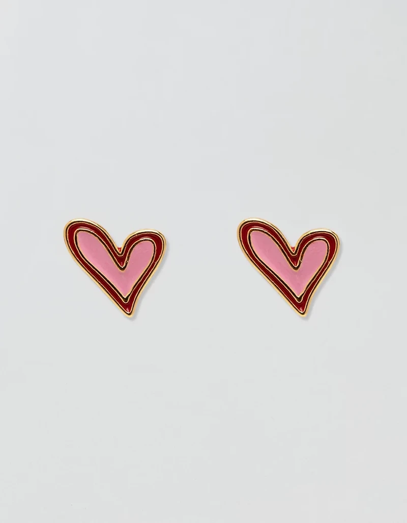 Pura Vida Abstract Heart Stud Earrings