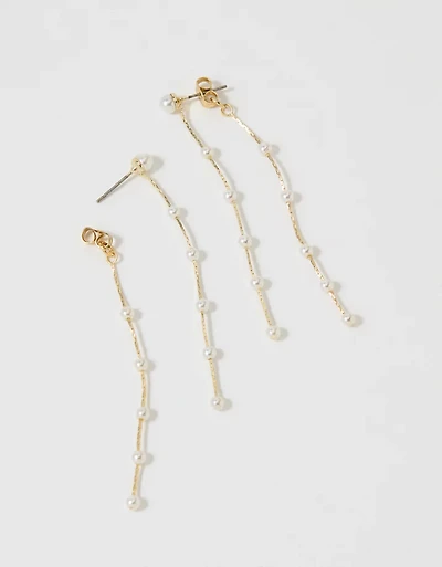 Aerie Floating Pearl Drop Earrings