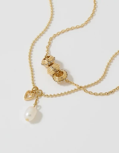 Aerie Fluted Hoop Necklace 2-Pack