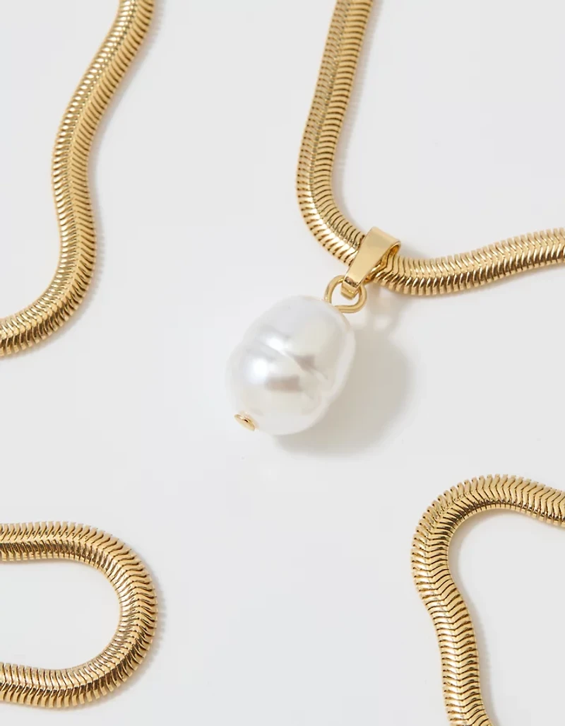 Aerie Omega Chain Pearl Necklace