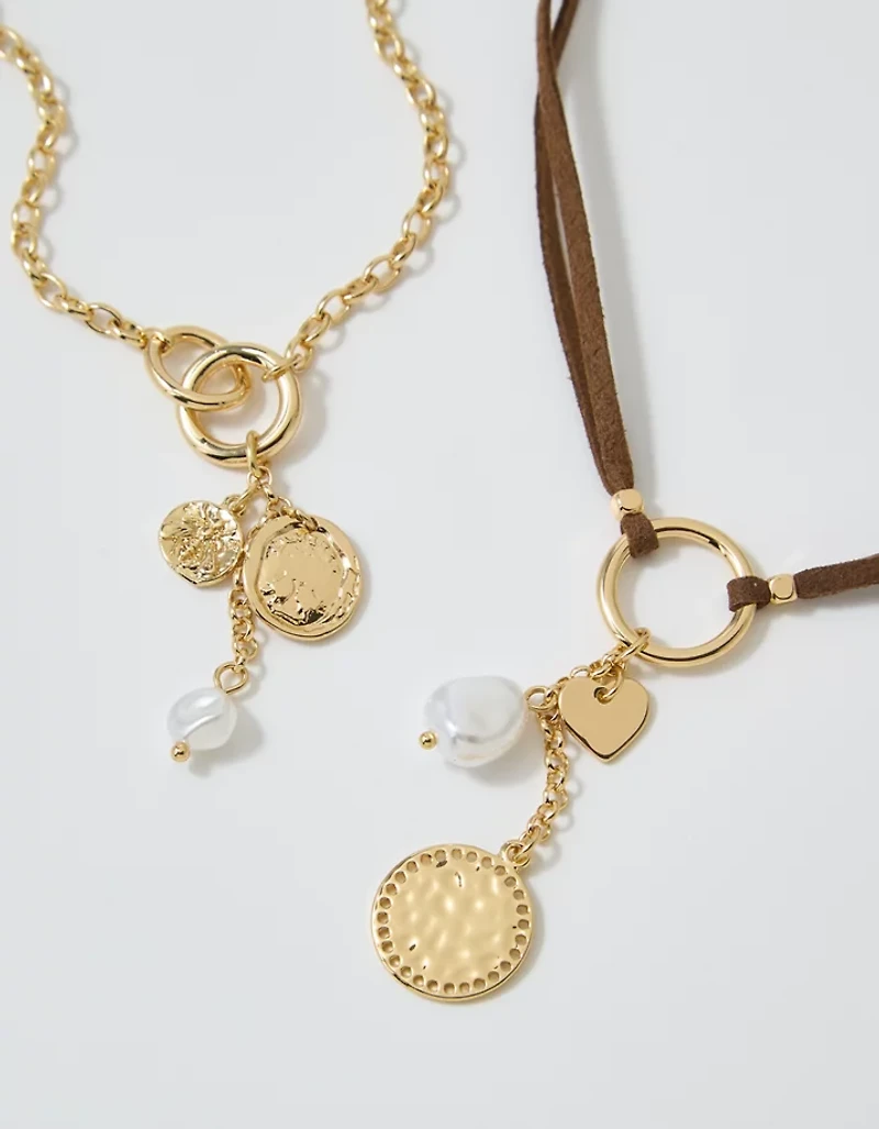 Aerie Suede Festival Charm Necklace Pack