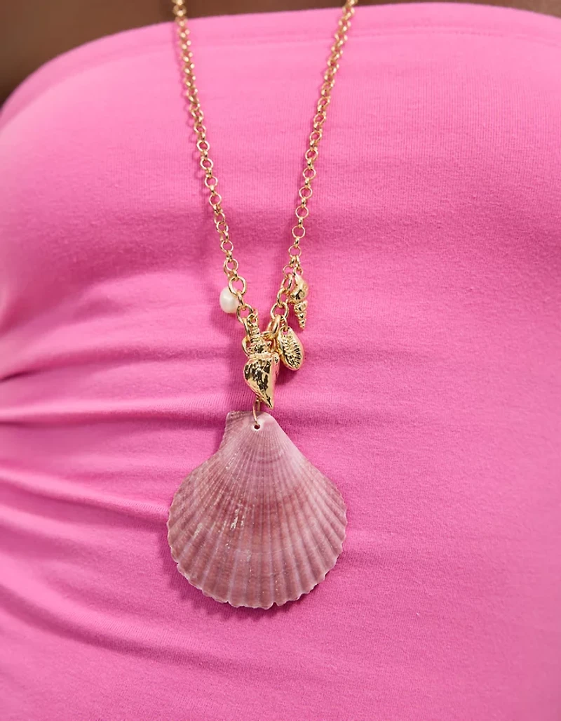 Aerie Long Shell Pendant Necklace