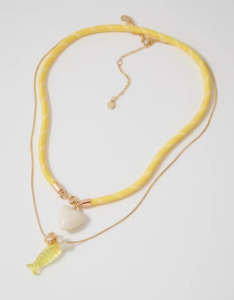 Aerie Chunky Heart Rope Charm Necklace