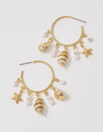 Aerie Chunky Charm Hoop Earrings