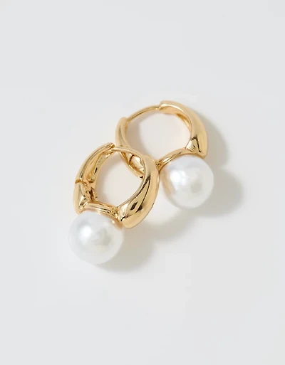 Aerie Pearl Hoop Earrings