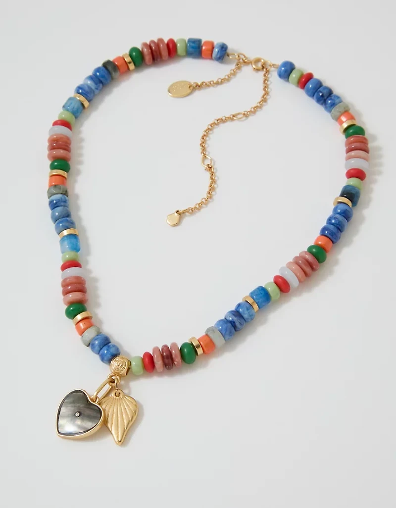 Aerie Chunky Beaded Charm Necklace
