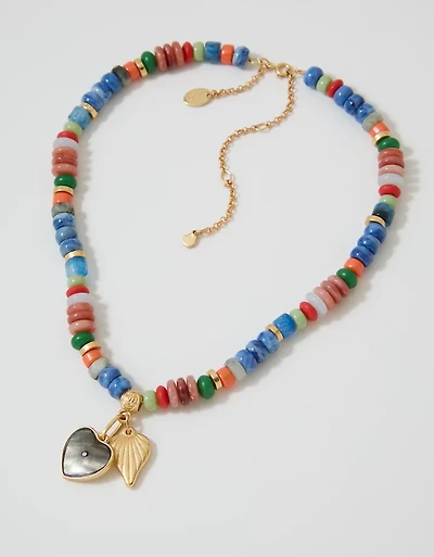 Aerie Chunky Beaded Charm Necklace