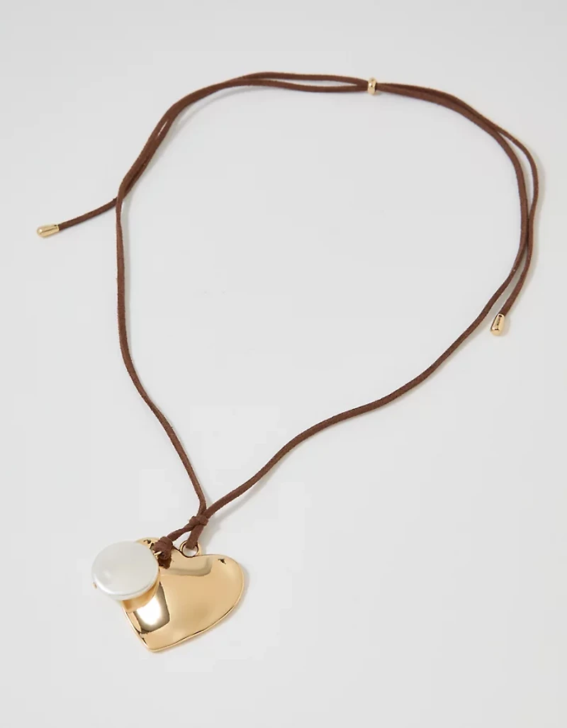 Aerie Suede Long Pendant Necklace