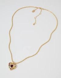 Aerie Rhinestone Heart Necklace