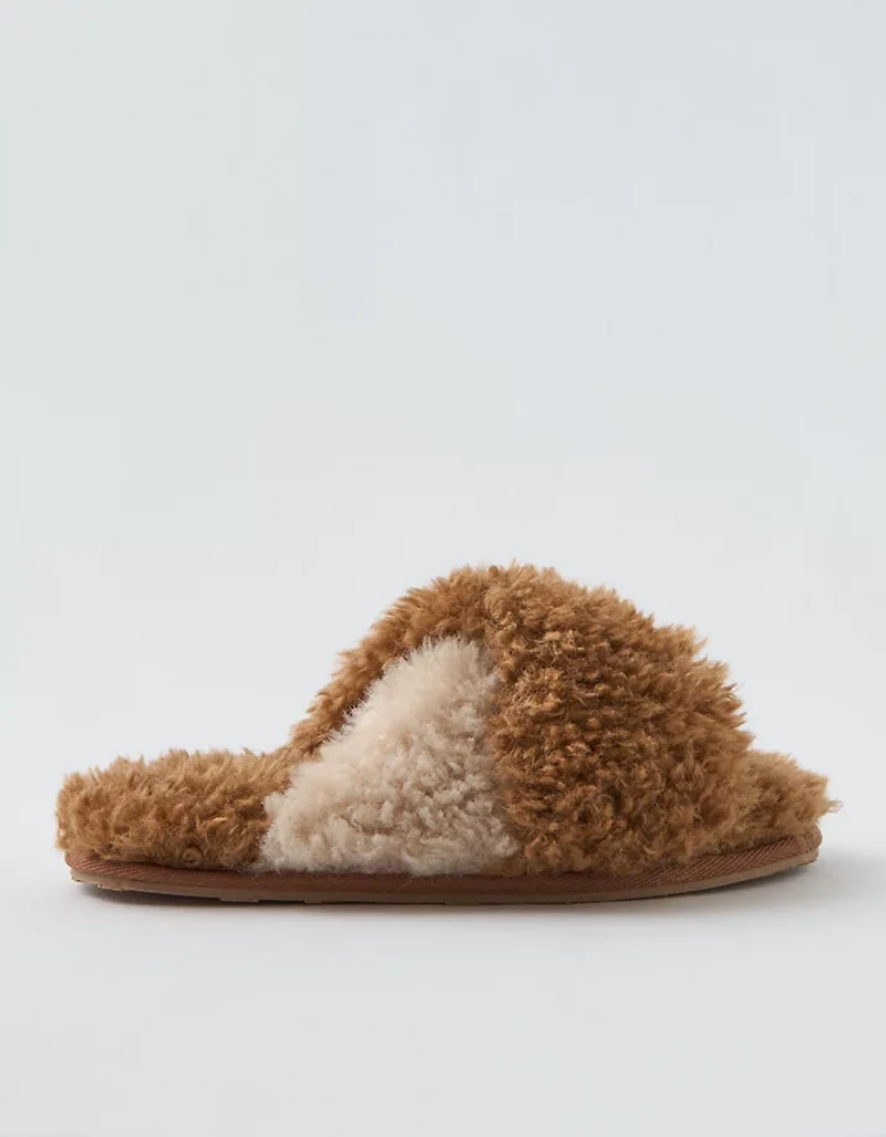 Aerie Fuzzy Criss Cross Slippers