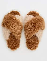 Aerie Fuzzy Criss Cross Slippers