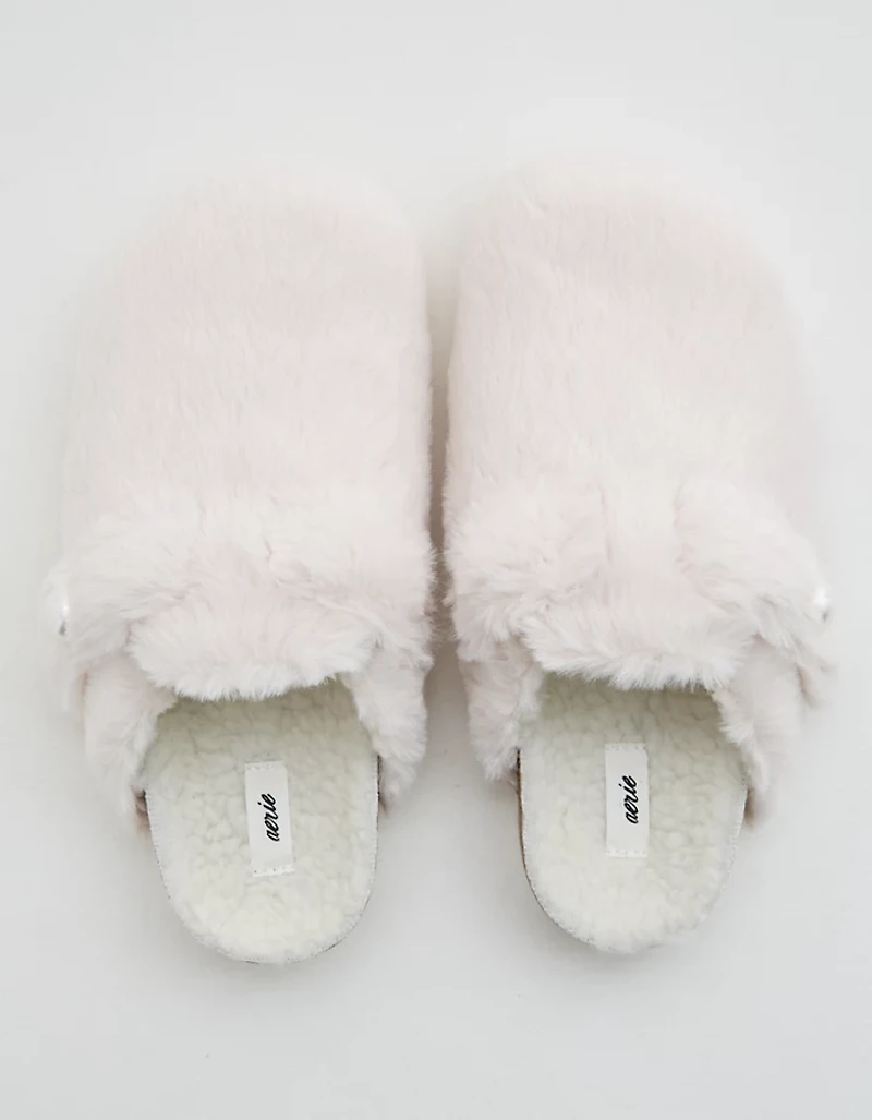 Aerie Faux Fur Cork Bottom Slides