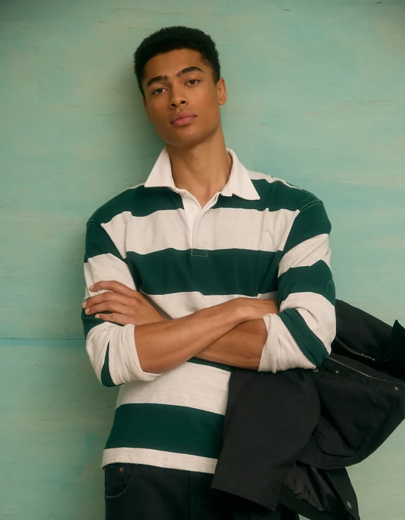 AE Long Sleeve Boxy Rugby Polo Shirt