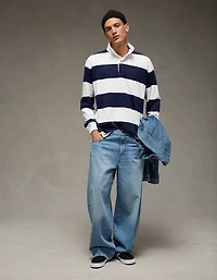 AE Long Sleeve Boxy Rugby Polo Shirt
