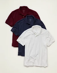 AE Standard Fit Lived-In Pique Polo Shirt 3-Pack