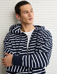 AE Laidback Luxe Striped Full-Zip Hoodie