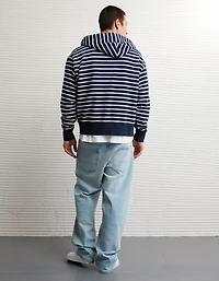 AE Laidback Luxe Striped Full-Zip Hoodie
