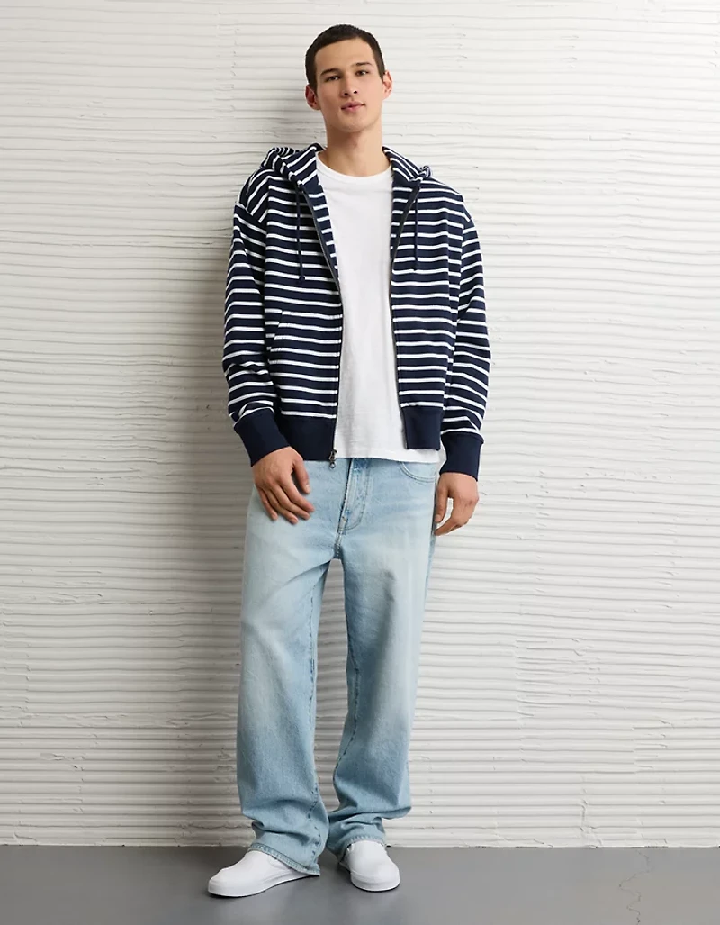 AE Laidback Luxe Striped Full-Zip Hoodie