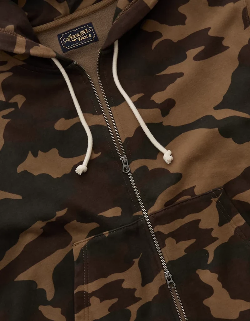Chandail à capuchon Luxe décontracté avec glissière pleine longueur AE