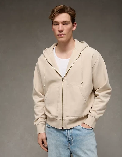 Chandail à capuchon Laidback Luxe avec glissière pleine longueur AE