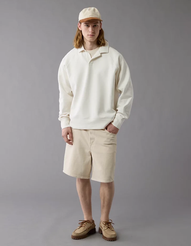 AE 24/7 Long-Sleeve Rugby Polo Sweatshirt